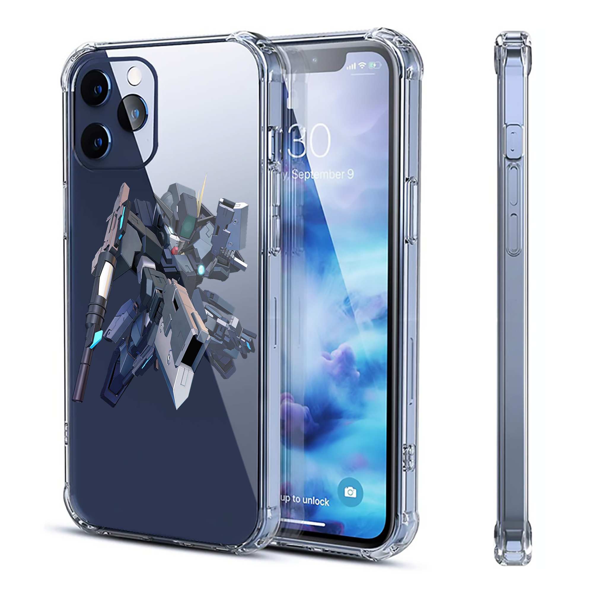 （画像用） 機動戦士ガンダム Mobile Suit Gundam 【iPhone 12シリーズ対応】透明スマホケース（クリアソフトケース）